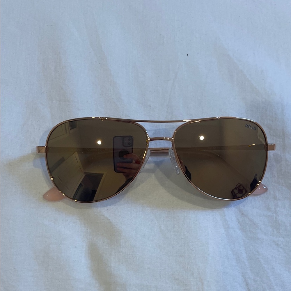 Revo Sunglasses with Rose Gold Frame and Brown Lenses